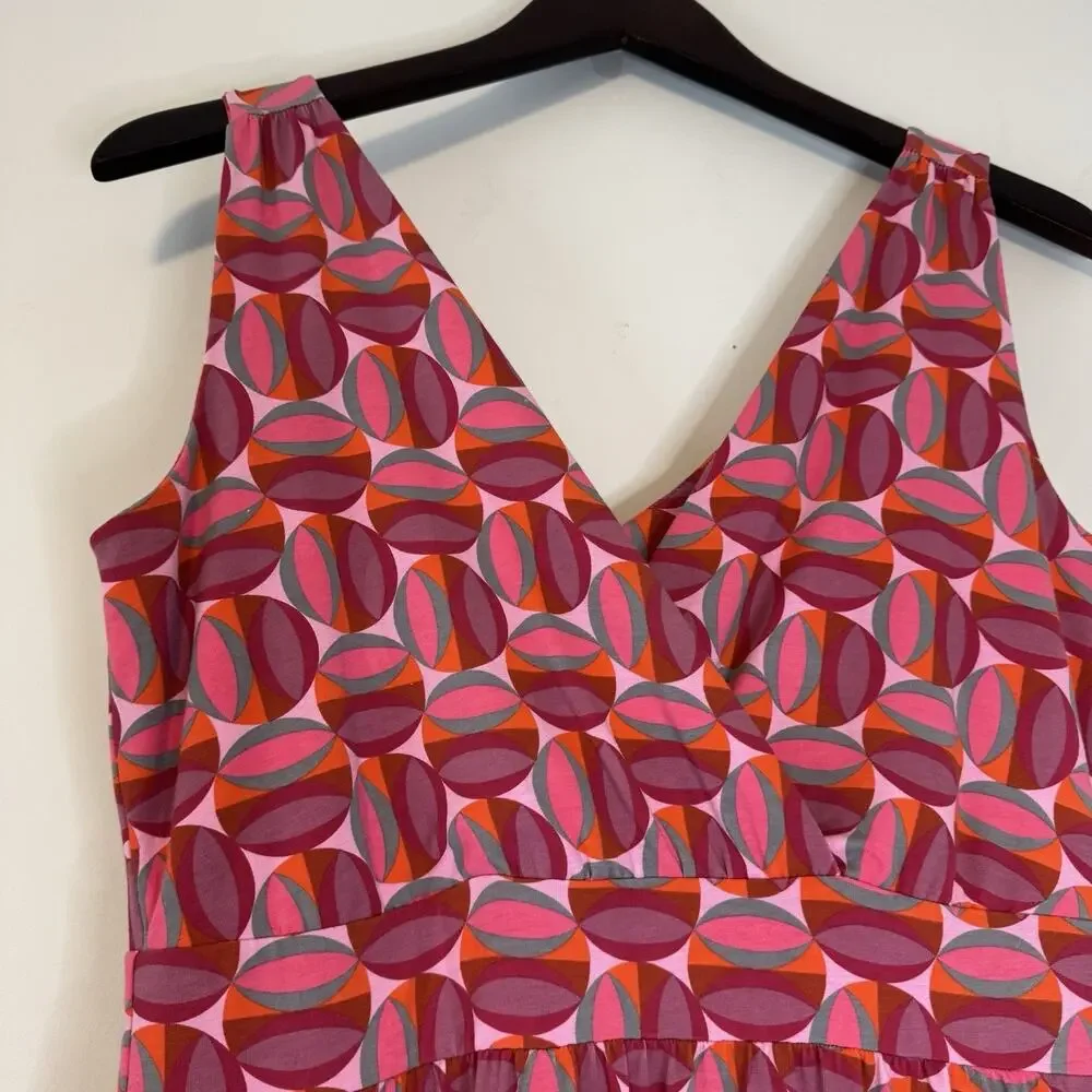 Garnet Hill Modern Geo Surplice Maxi Dress Women's Size 8P Red Pink Beach Summer - Picture 6 of 14
